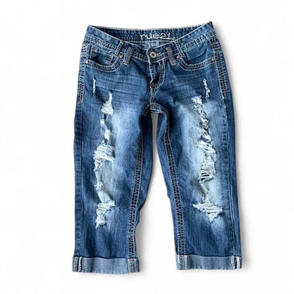Y2K Rue21 Low‑Rise Blue Denim Capri Jeans – Size 3/4